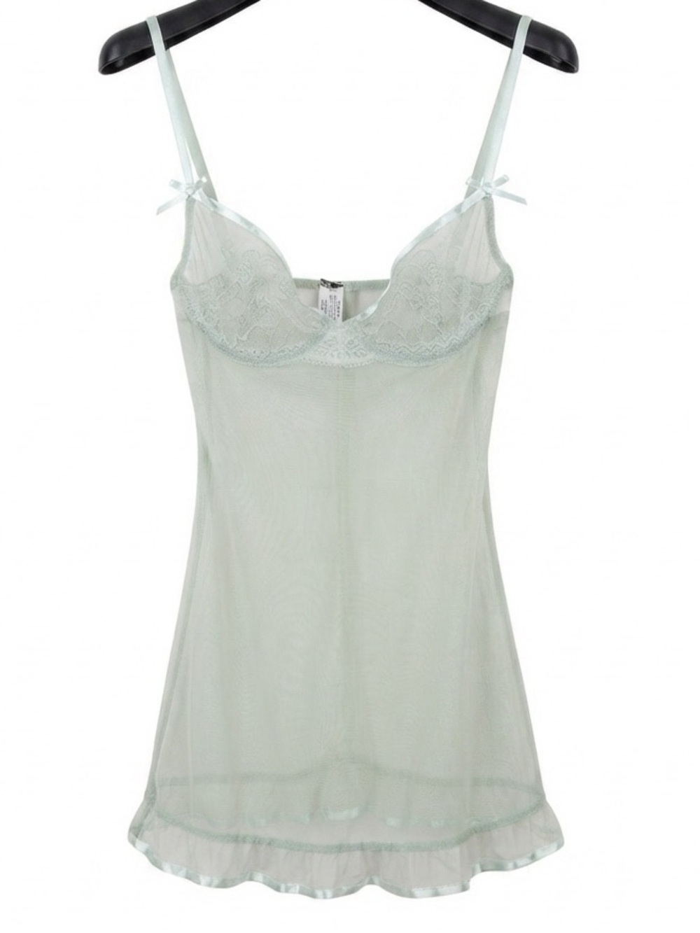 La Perla Sheer Lace-Trim Chemise in Mint